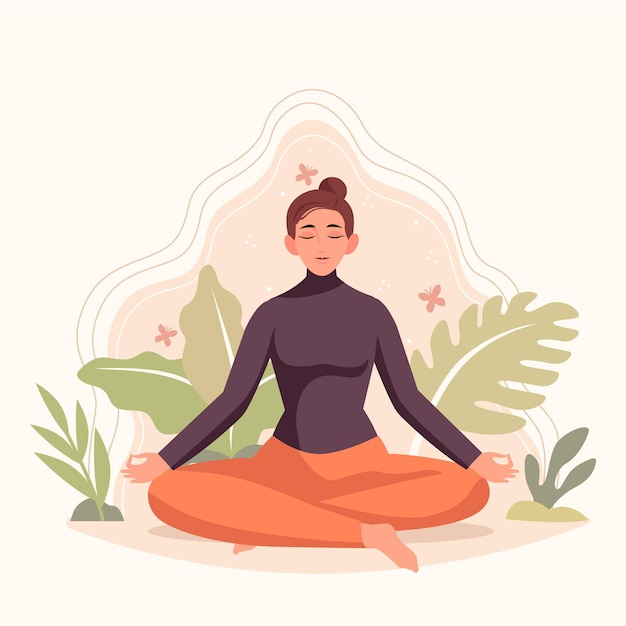 Organische platte mensen die illustratie mediteren