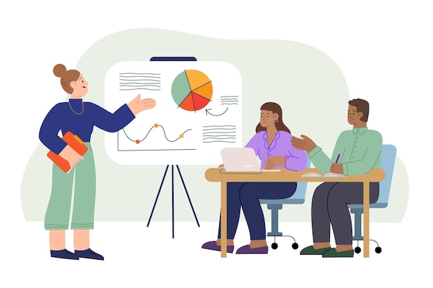 Organische platte mensen op zakelijke training illustratie