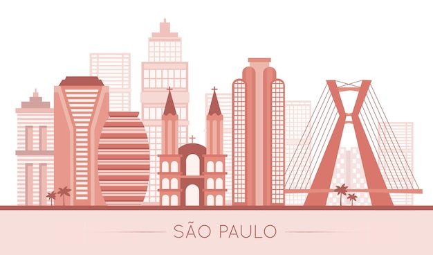 Oriëntatiepunt van Sao Paulo in pastel roze tinten