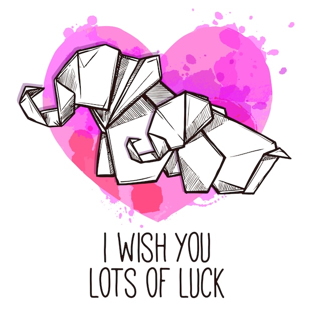 Gratis vector origami olifanten speciale dag kaart doodle