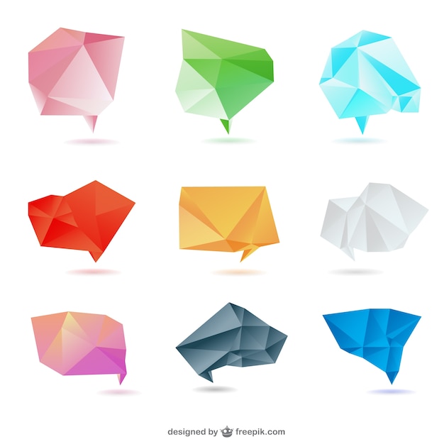 Gratis vector origami papier ontwerp vector set