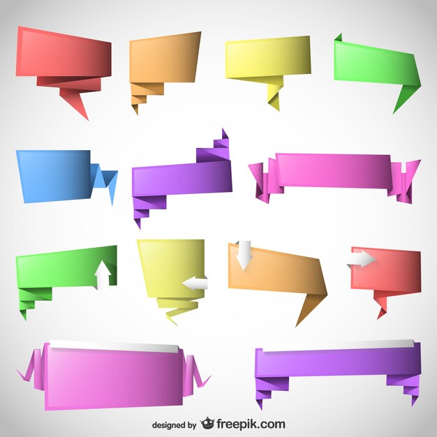 Gratis vector origami tekstballonnen vector sjabloon set