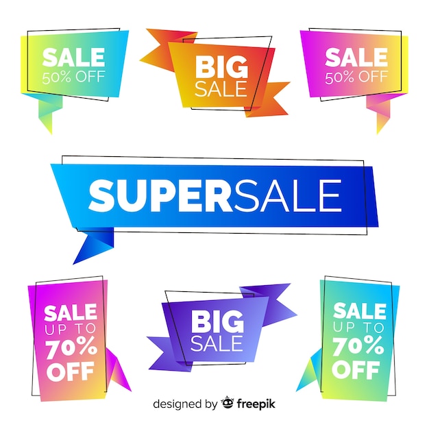 Gratis vector origami verkoop banner collectie