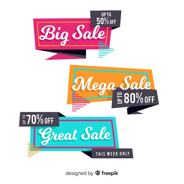 Gratis vector origami verkoop banner collectie