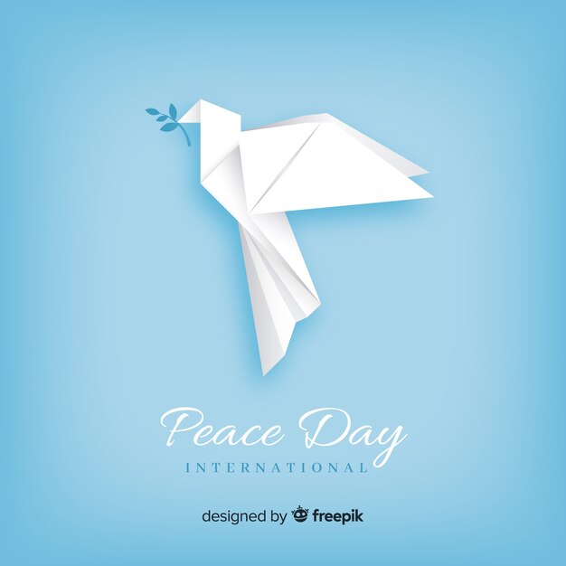 Origami vredesdag achtergrond met duif