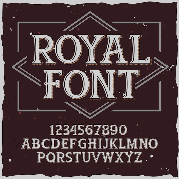 Origineel etiketlettertype genaamd "Royal". Goed handgemaakt lettertype voor elk labelontwerp.