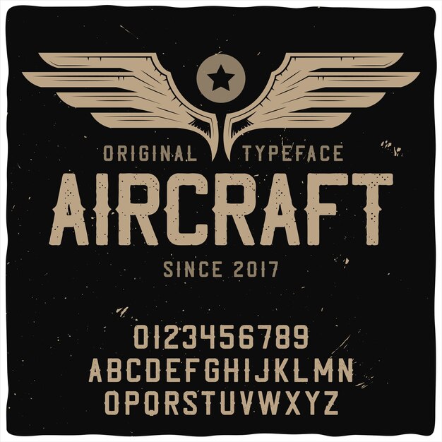 Origineel etiketlettertype met de naam "Aircraft".