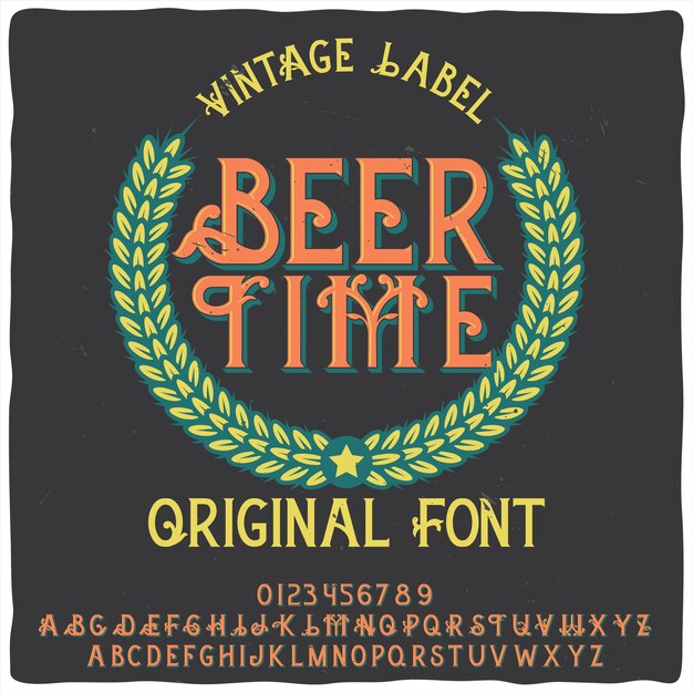 Origineel etiketlettertype met de naam 'Beer Time'