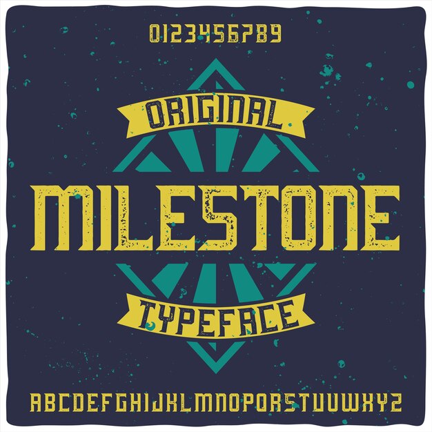 Origineel etiketlettertype met de naam "Milestone".