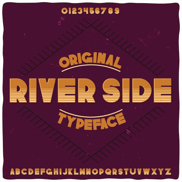 Gratis vector origineel etiketlettertype met de naam 'river side'