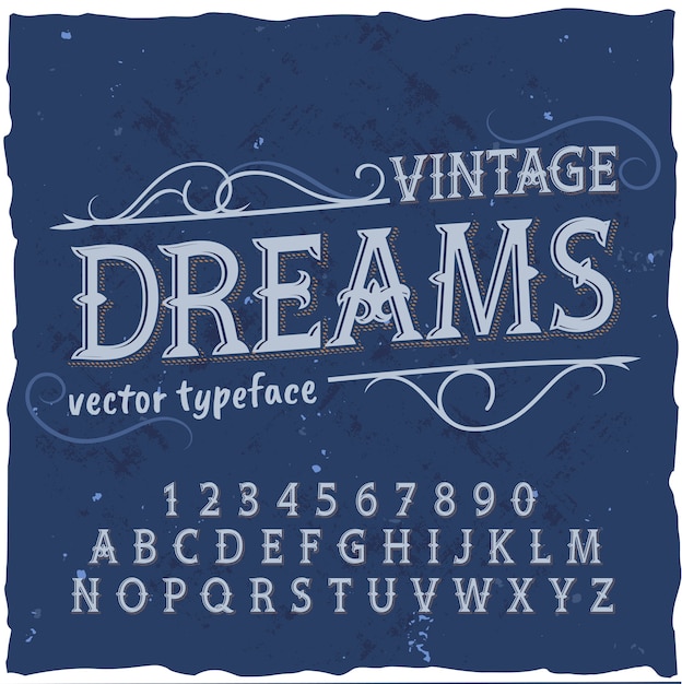 Origineel etiketlettertype met de naam "Vintage Dreams".