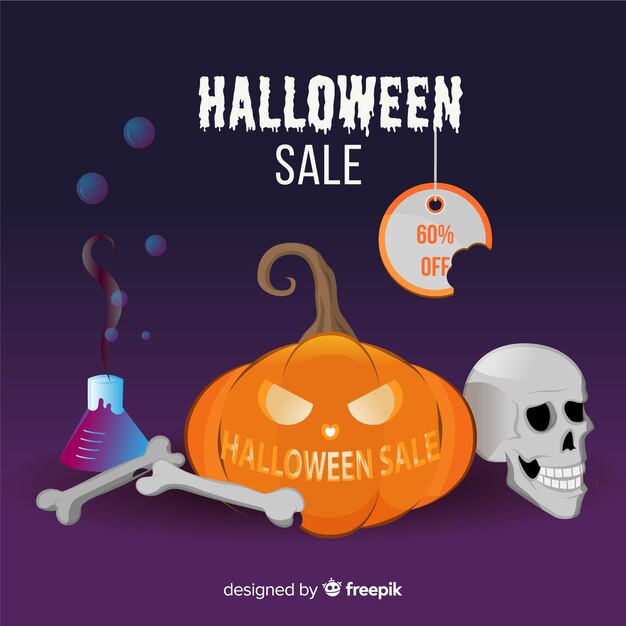 Originele Halloween-verkoopsamenstelling met realistisch ontwerp