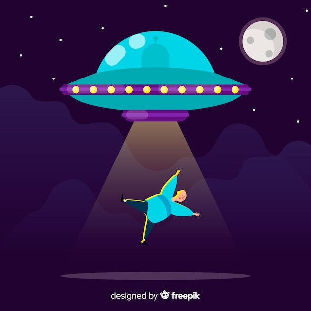 Gratis vector originele hand getrokken ufo ontvoering concept