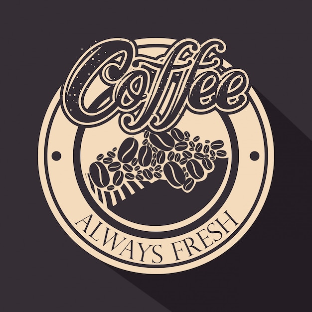 Originele koffiezegel met koffiebonen