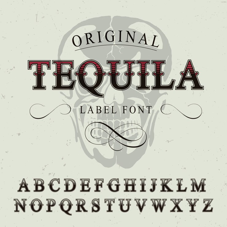 Gratis Vector originele tequila label lettertype poster