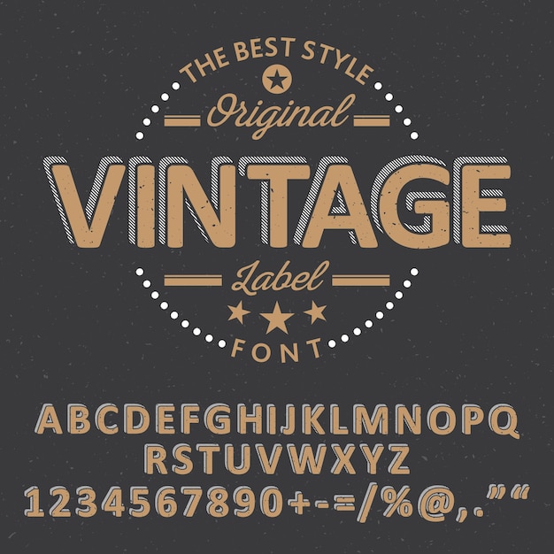 Gratis vector originele vintage lettertype poster met sterren en verschillende woorden op de zwarte illustratie