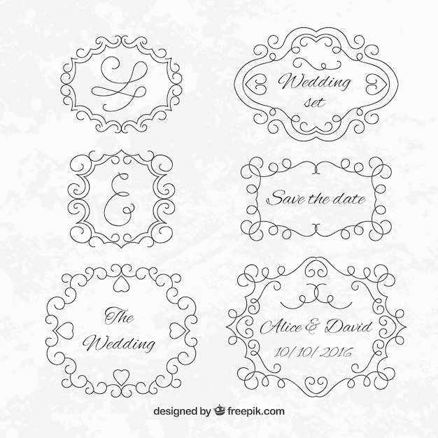 Ornamental wedding geplaatste frames