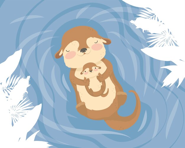 Otter mama met babykaart