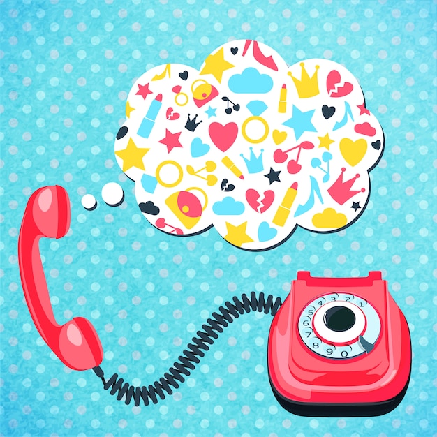 Gratis vector oud telefoonchatconcept