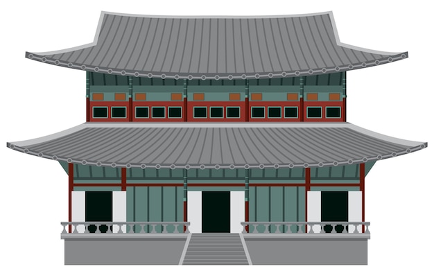 Gratis vector oud traditioneel koreaans gebouw