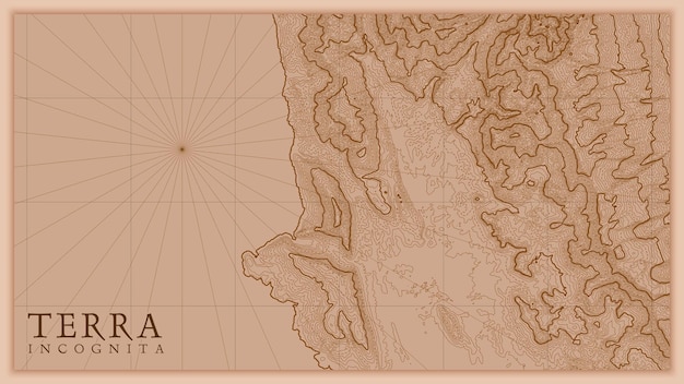 Gratis vector oude abstracte aarde reliëf oude kaart. gegenereerde conceptuele hoogtekaart van fantasielandschap.