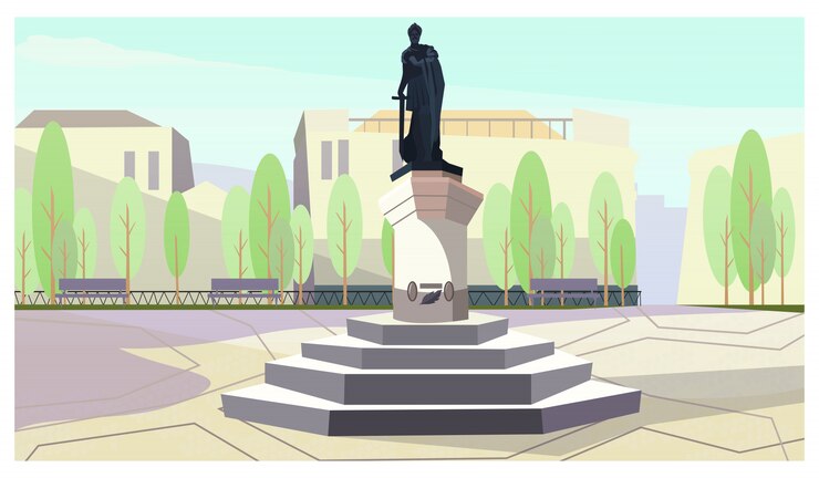 Oude koning met zwaardmonument op tribuneillustratie