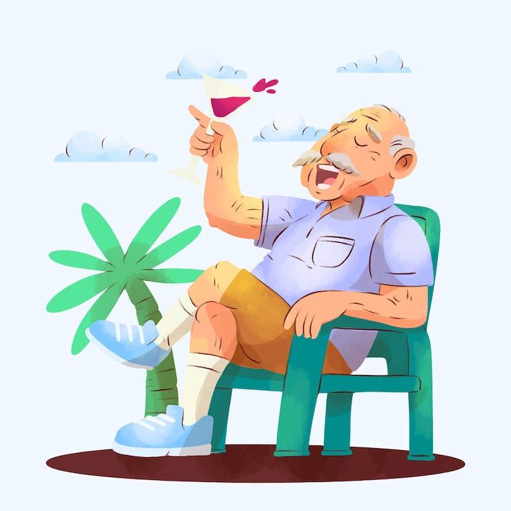 Gratis Vector oude mensen plezier illustratie