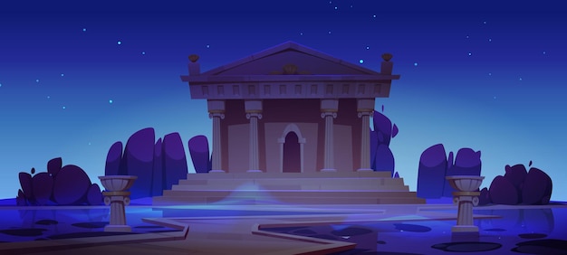 Oude tempel gebouw nachtlandschap scène