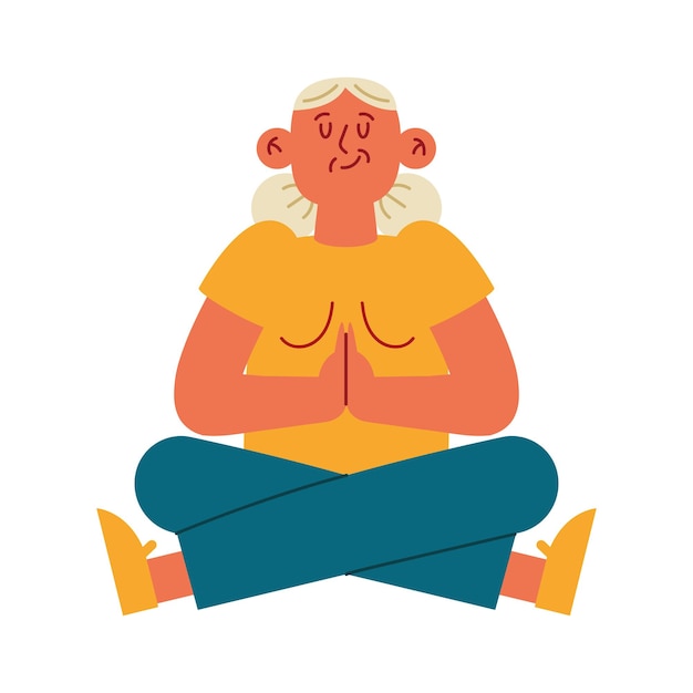 Gratis vector oude vrouw actief bezig met yoga