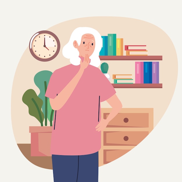 Gratis vector oude vrouw met alzheimerkarakter