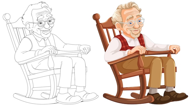 Oudere heer ontspant zich in een schommelstoel