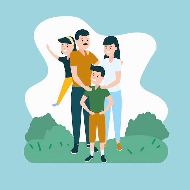 Gratis vector ouders met zoon en dochter