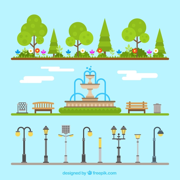 Gratis vector outdoor park elementen