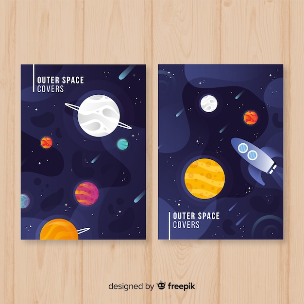 Gratis vector outer space cover-collectie