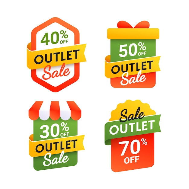 Gratis vector outlet label collectie ontwerp