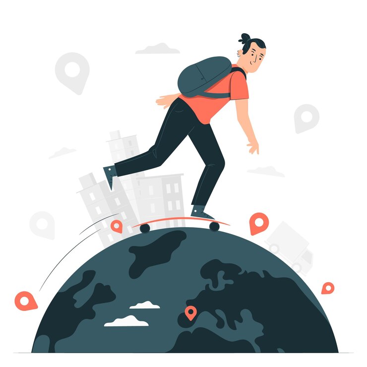 Gratis Vector over de hele wereld concept illustratie