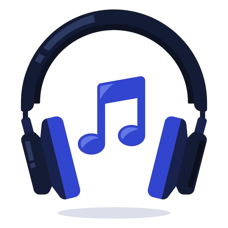 Gratis Vector over ear hoofdtelefoons en muzieksymbool