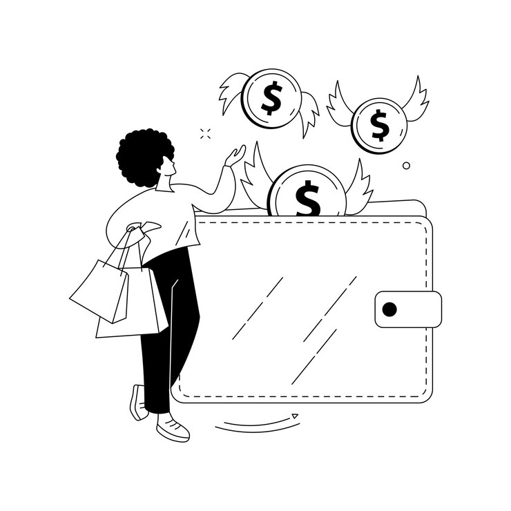 Gratis Vector overbesteding abstract concept vectorillustratie begrotingsplanning geldbeheer overbesteding contant geld verslaving financiële stress veroorzaken uitgaven buiten het inkomensprobleem abstracte metafoor