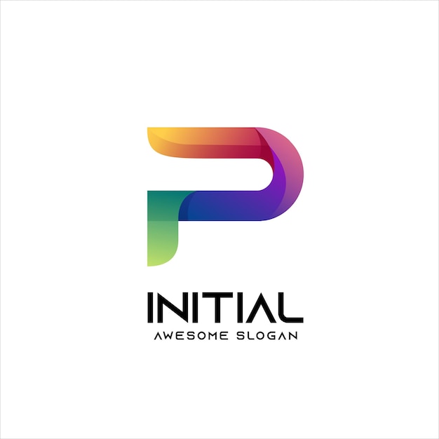 P letter logo eerste verloop kleurrijk