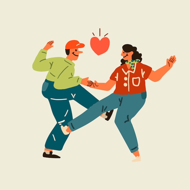 Paar dansen clipart, karakter illustratie vector voor valentijnsdag