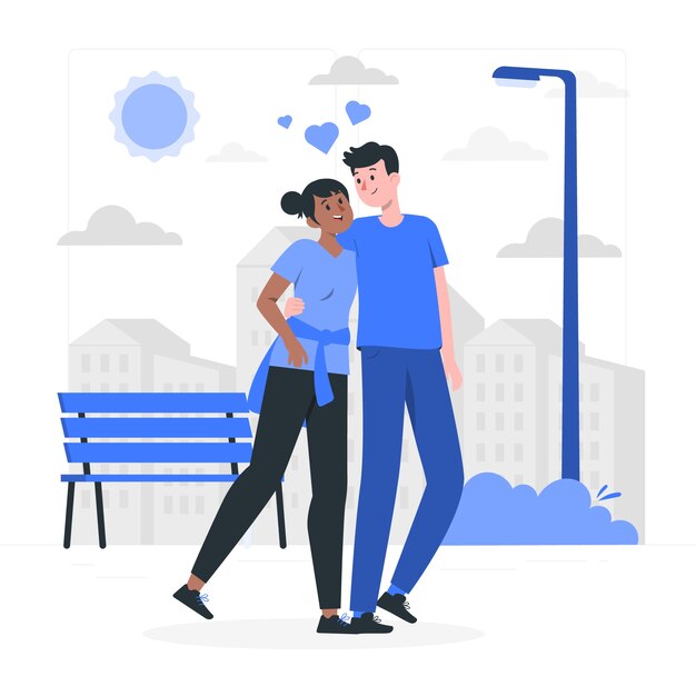 Paar die samen conceptenillustratie lopen