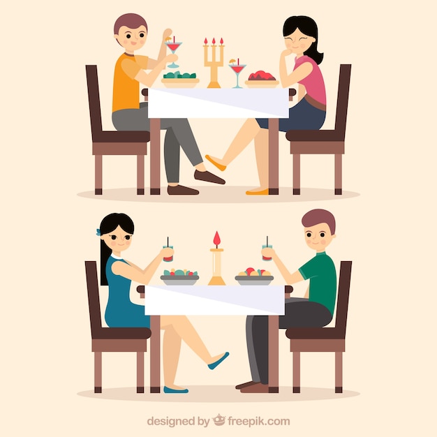 Gratis vector paar in restaurant