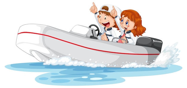 Gratis vector paar kinderen op rubberboot