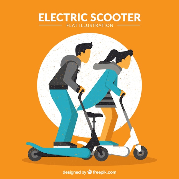 Paar rijden elektrische scooter