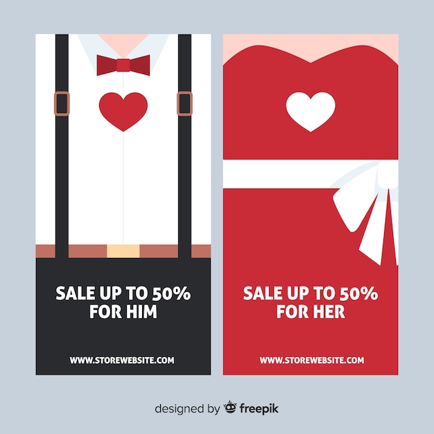 Paar valentine verkoop banner