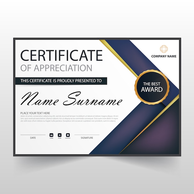 Gratis vector paars elegant horizontaal certificaat met vector illustratie