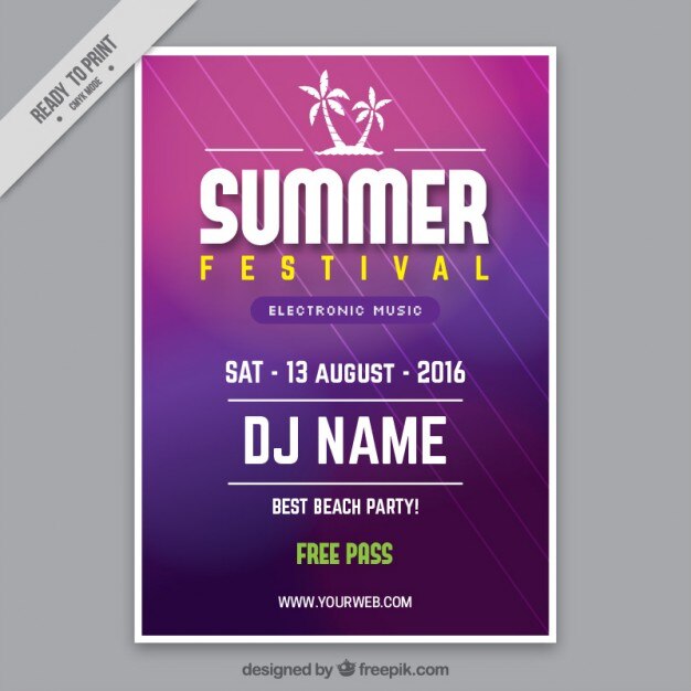 Paars zomerfestival affichemalplaatje