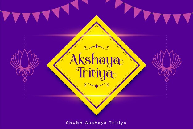 Paarse akshaya tritiya kaart met slingers