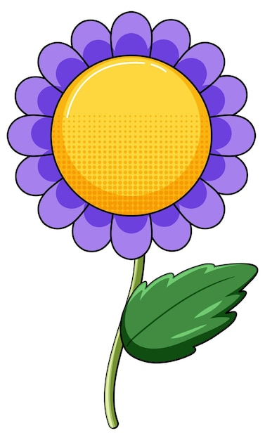 Gratis vector paarse bloem met groen blad