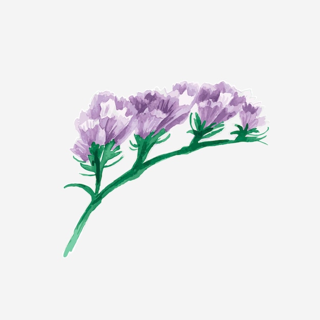 Gratis vector paarse bloemen aquarel